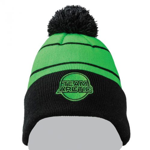 Arctic cat team arctic w/ pom lime 100% acrylic beanie - black green - 5273-077