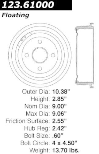 Centric parts 123.61000 brake drum- rear