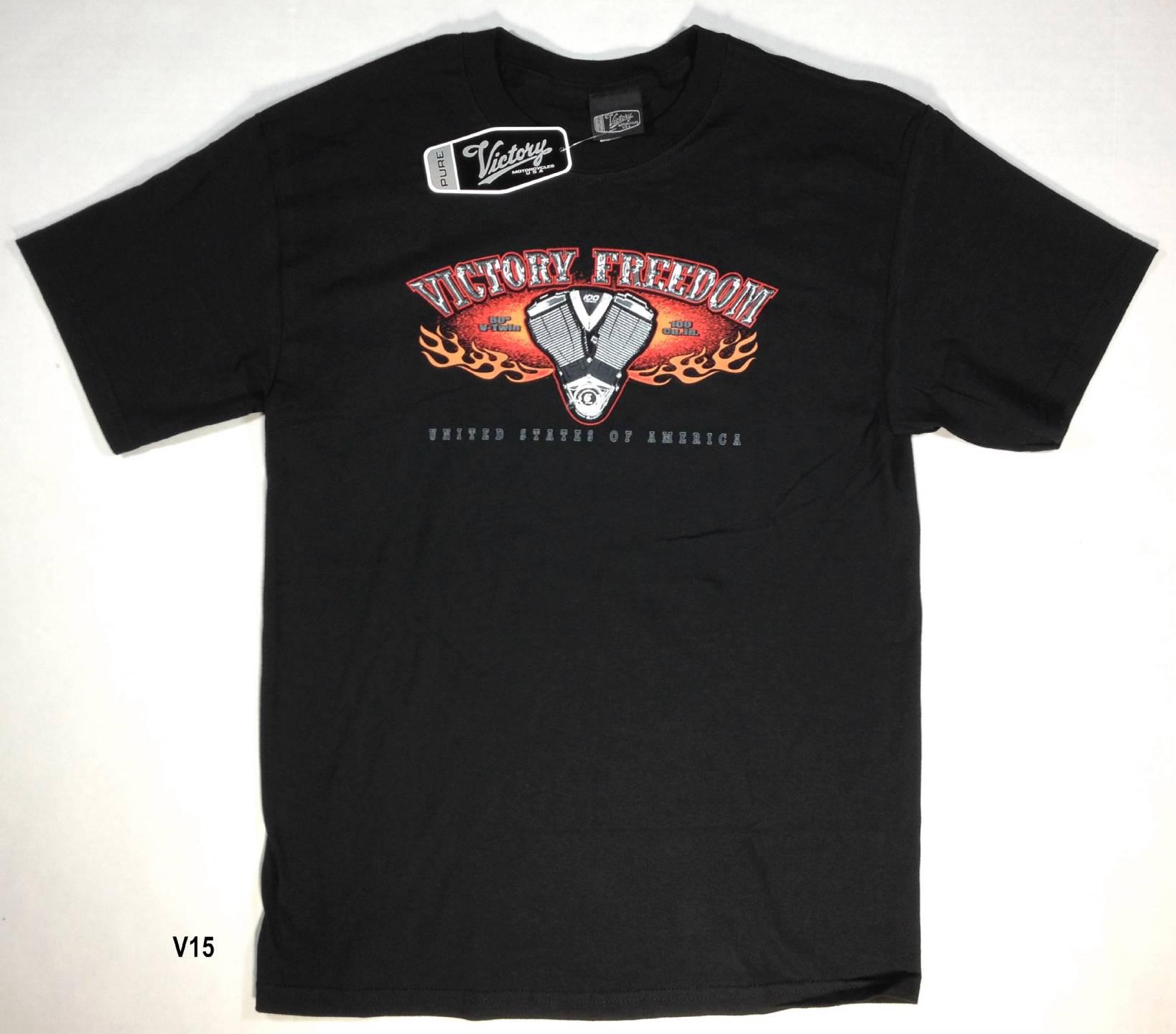 V15 - nwt victory motorcyle mens black t shirt *victory freedom usa* s,m,l,xl