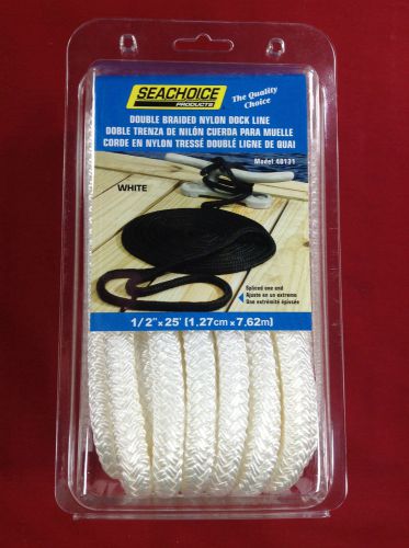 Dock line double braided 1/2&#034; x 25&#039; white seachoice 40131