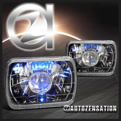 7x6 crystal black clear square projector drl headlights+h4 bulbs