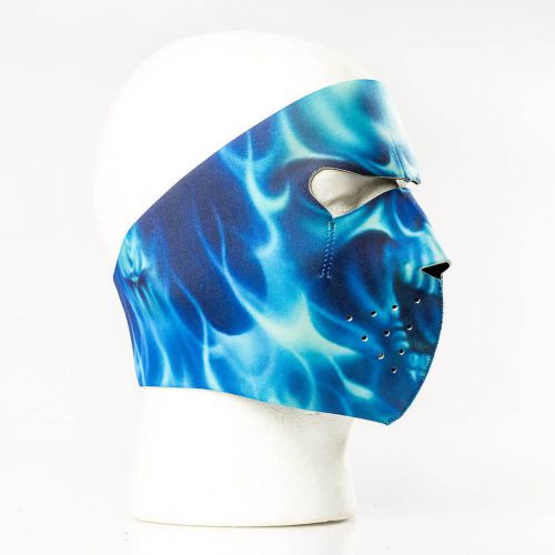 Blue flame skull neoprene ski mask full motorcycle biker face mask reversible