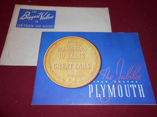 1938 plymouth full color 20-page sales brochure with original catalog envelope!