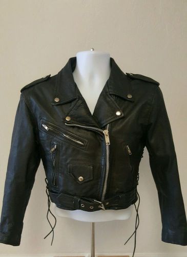 Find Womens Black Leather Unik International Motorcycle Riding Jacket ...