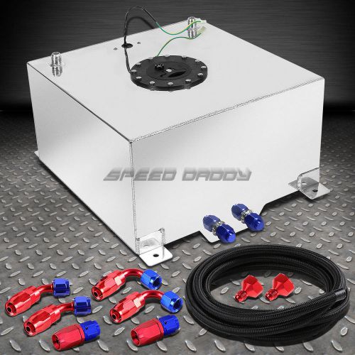 15.5 gallon/59l polish aluminum fuel cell tank+level sender+nylon fuel line kit