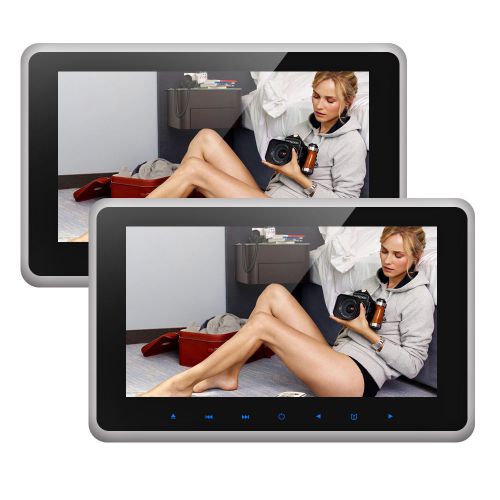 2x10.1&#034; tft car headrest screen monitor dvd player 1024*600 hd ir+fm games