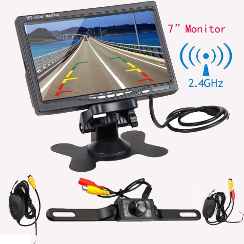 7&#034; tft lcd car rear view backup monitor+wireless parking night vision camera kit