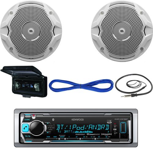 Kmrm315bt bluetooth usb boat radio, cover, antenna, 6.5&#034; marine speakers/ wires