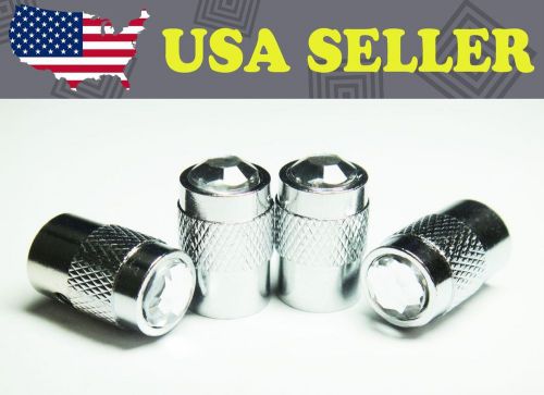 White crystal locking chrome tire air valve stem cap-dd