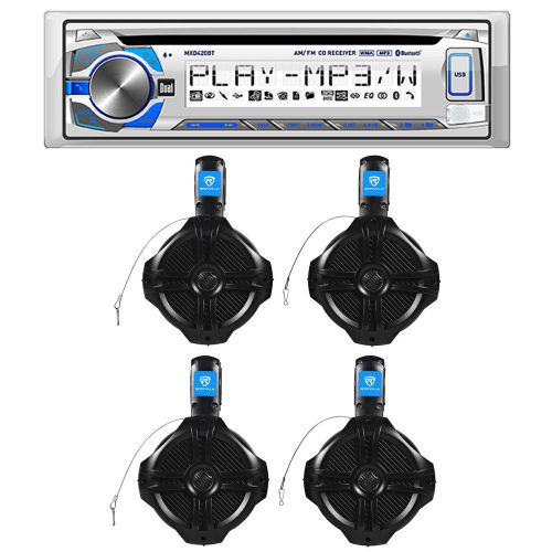 New! dual mxd420bt marine stereo/receiver+(4) rockville 6.5&#034; wakeboard speakers