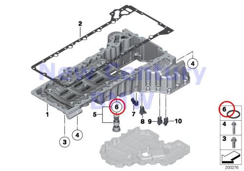 Bmw genuine oil pan upper part oil level indicator gasket ring a33x39-cu e70 e70