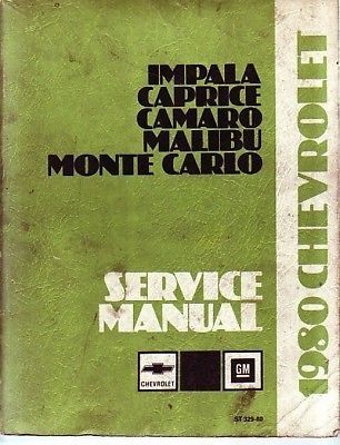 1980 impala caprice camaro malibu monte carlo factory shop service  manual