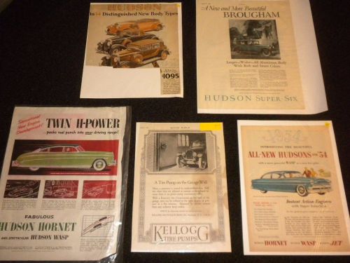 Hudson magazine page advertisments nice vintage lot 20&#039;s 30&#039;s 50&#039;s hornet six +