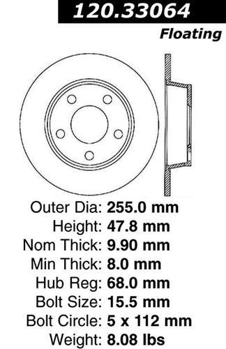 Centric 120.33064 rear brake rotor/disc-premium rotor