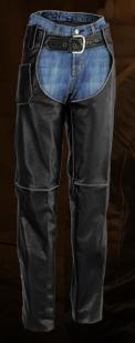 River road women's rambler distressed leather chaps black sz 8 093949