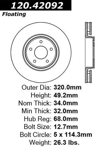 Centric 120.42092 front brake rotor/disc-premium rotor-preferred