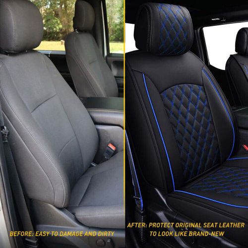 Car seat leather covers pu cushion front+rear for 2009-2021 f150 ford truck