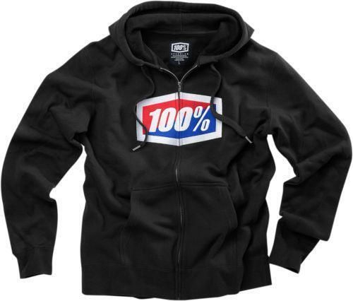 100% fleece official zip hoody black medium