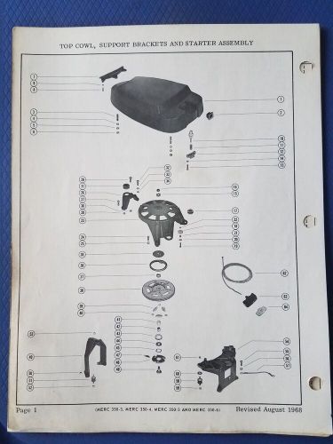 Vintage mercury marine merc 350m 350s 350ml 350sl parts manual  1968  original e