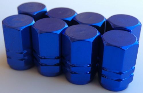 Tire valve stem caps for car, truck, bike, motorcycle (2 sets - dark blue)