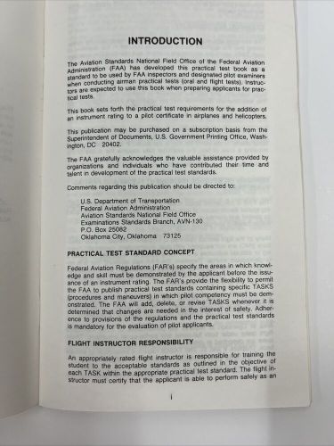 Instrument rating practical test standards for airplane &amp; helicopter 1989