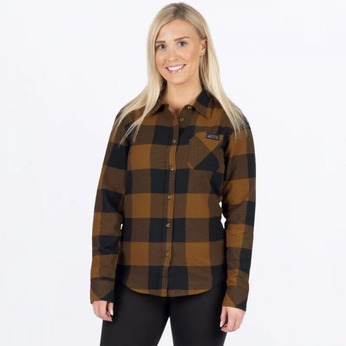 Fxr racing timber womens flannel shirts sm brown