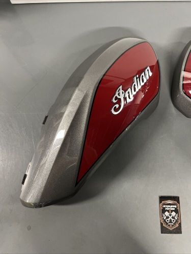 Indian ftr 1200 fuel tank / airbox covers:  titanium with red graphics