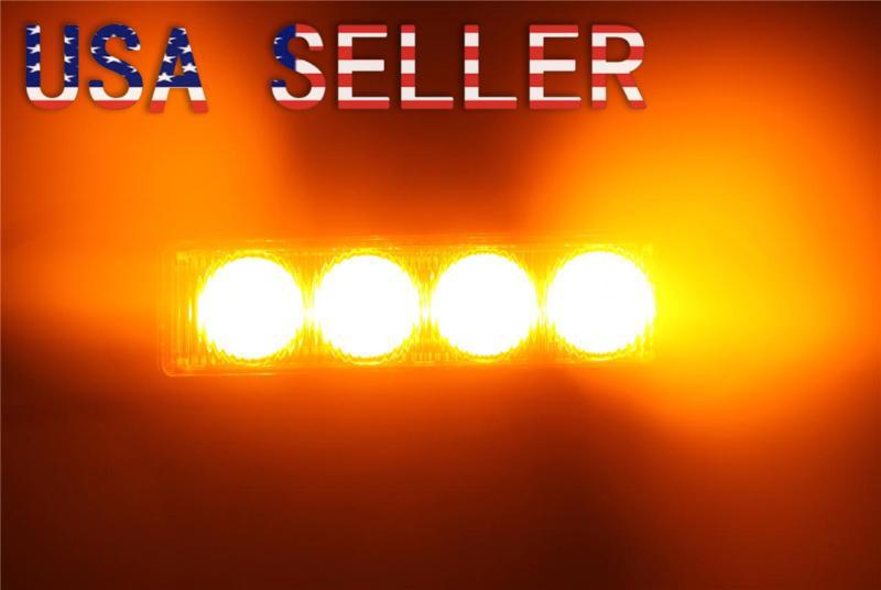 4 led 4x1w surface mount strobe warning flashing emergency light amber