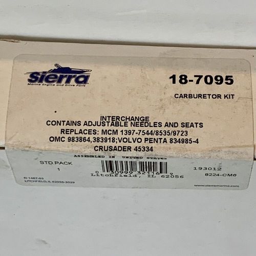 Sierra marine 18-7095 carburetor kit mcm 1397-7544 omc 983864 volvo penta 834985