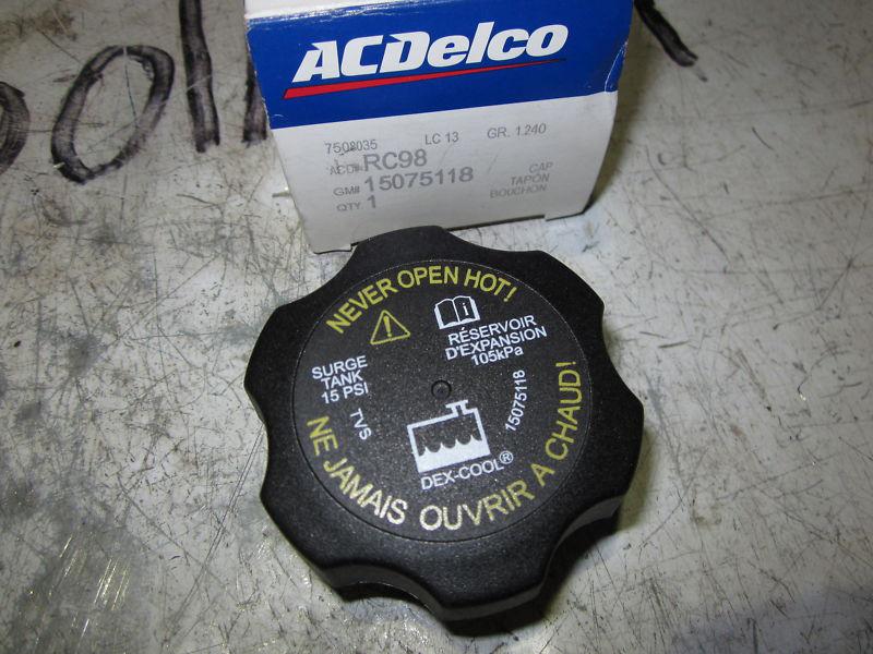 Gm oem part 15075118 ac delco rc98 coolant reservoir cap (shelf a31 bin 16)