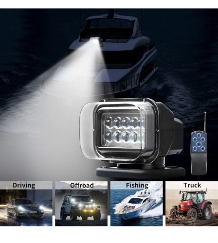 50w led remote control spot light boat searchlight marine offroad truck car 360°