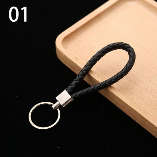 Wristlet braided car keyring leather keychain key holder weave rope strap fob e