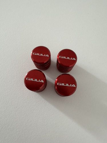 4 piece set of red tyre valve caps for alfa romeo giulia