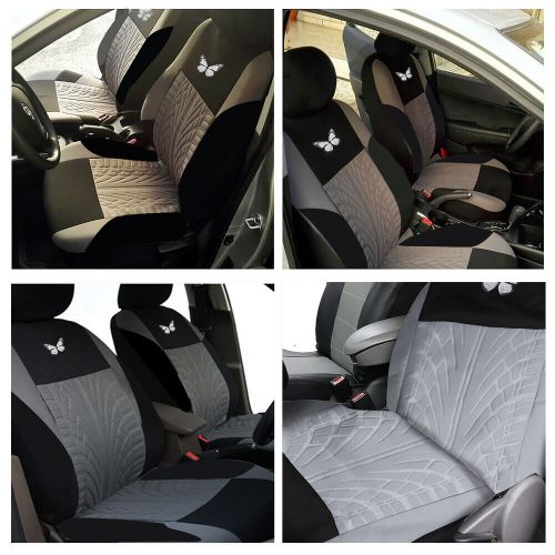 Set of 4 car front seat covers for truck suv universal full protector black/gray