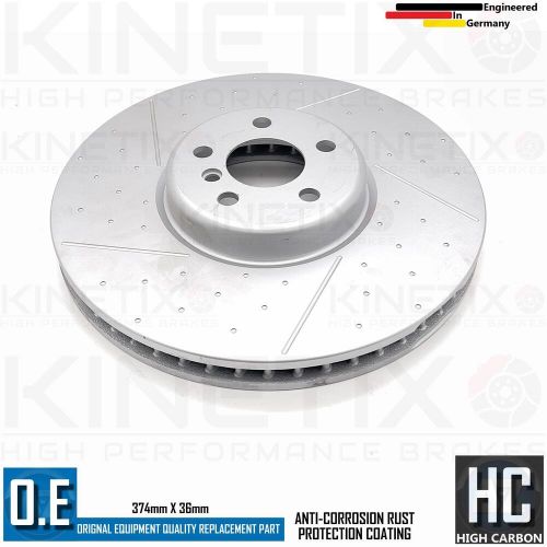 For bmw 750i m sport dimpled grooved front brake discs textar pads sensor 374mm