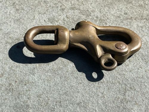 Vintage merriman #5 bronze snap swivel shackle, 7.5&#034; long 4&#034; wide