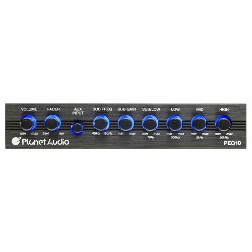 Planet audio 4 band equalizer aux input master volume control half din - peq10