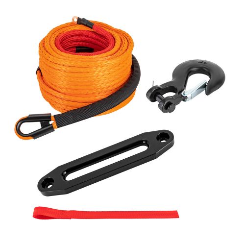 3/8&#034; 100 ft synthetic winch rope winch line cable rope with winch hook fairleads