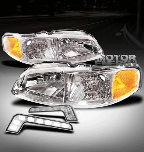 2000-2003 nissan sentra crystal jdm clear head lights lamps+white led drl bumper