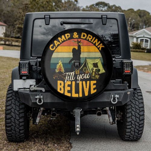 Bigfoot spare tire cover with or without camera hole, camp and drink till you be