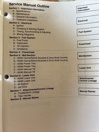 1998 mercury outboards models 40 50 55 60ot424607 service manual factory oem