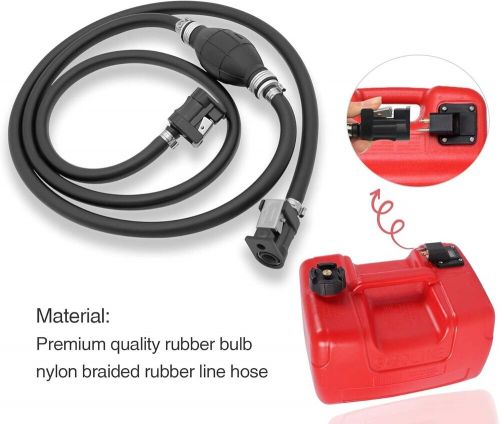 Universal marine fuel line with primer bulb - 6ft rubber hose for rvs &amp; boats