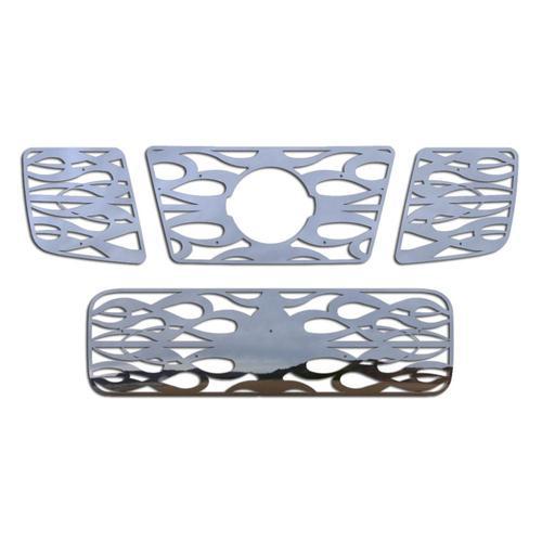 Nissan titan 04-07 stainless horizontal flame front metal grille trim cover