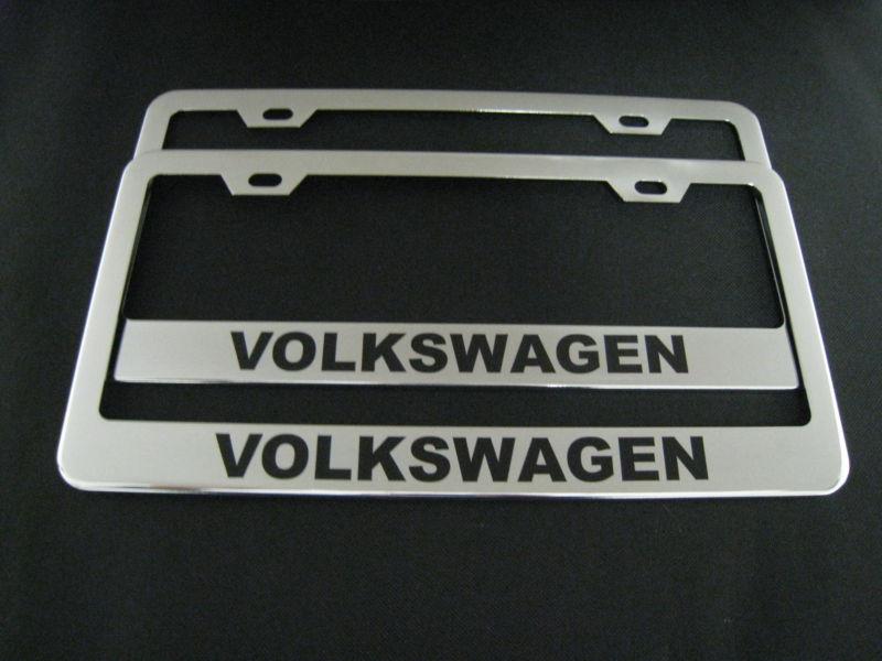 2 volkswagen vw chrome metal license plate frame front&rear