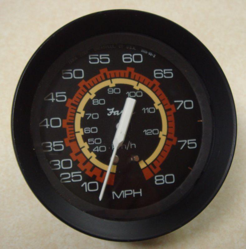 Faria black boat marine speedometer 80 mph gauge 3-1/2" cutout