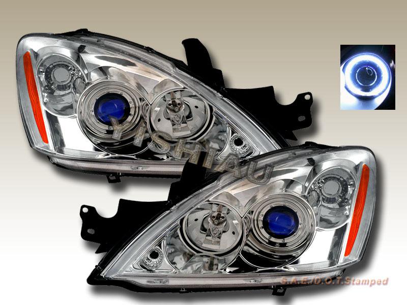 04 05 06 mitsubishi lancer projector headlights chrome halo ccfl head lamps