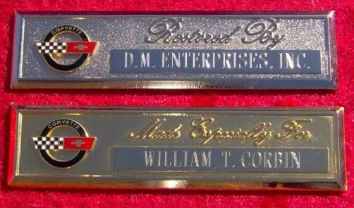 Corvette c4 - custom engraved dash plaque