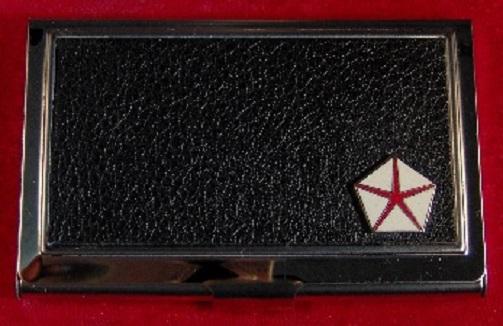 Dodge pentastar - stainless steel & leather business card case