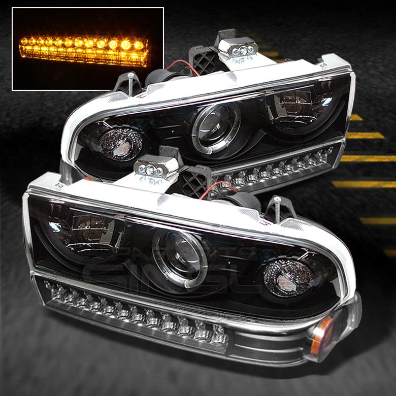 Black 98-04 s10 blazer halo projector headlights +full led bumper signal lights