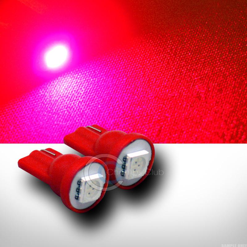 2pc red t10 wedge 1x 5050 smd/smt led door/trunk/running light lamp bulb 12v new